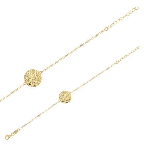 LAVAL Guldfarvet 925 sterlingsølv armbånd med hamret disk 16+3cm (31812678D) LAVAL Guldfarvet 925 sterlingsølv armbånd med hamret disk 16+3cm (31812678D)