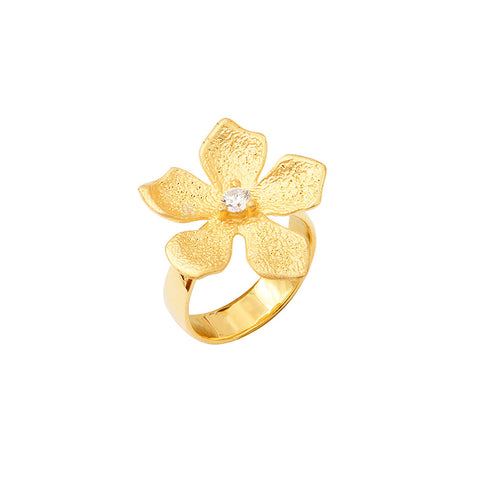 LAVAL Ring Blomster og Cubic zirconia, guldfarvet sterlingsølv 925 (311990D) LAVAL Ring Blomster og Cubic zirconia, guldfarvet sterlingsølv 925 (311990D)
