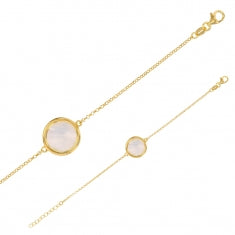 LAVAL armbånd med rund perlemorsskive i guldfarvet sterlingsølv 19cm (31812780D) LAVAL armbånd med rund perlemorsskive i guldfarvet sterlingsølv 19cm (31812780D)