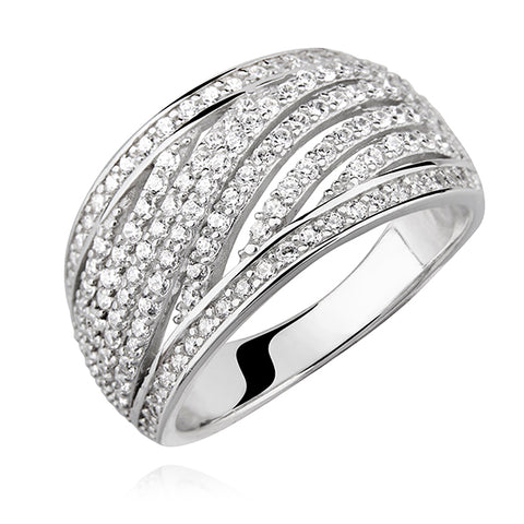 Sølv (925) smuk bred ring med hvide zirkoner (10908) Sølv (925) smuk bred ring med hvide zirkoner (10908)