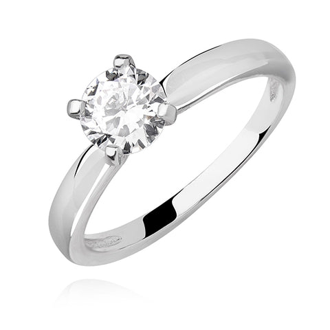 Sølv forlovelsesring med hvid zirconia Sølv forlovelsesring med hvid zirconia