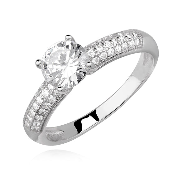 Sølv forlovelsesring med hvid zirconia Sølv forlovelsesring med hvid zirconia