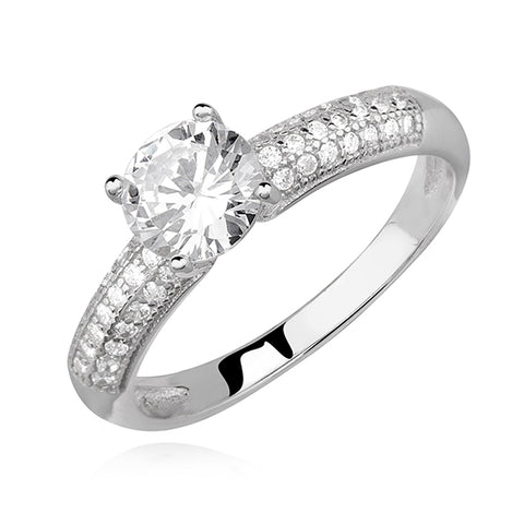 Sølv forlovelsesring med hvid zirconia Sølv forlovelsesring med hvid zirconia