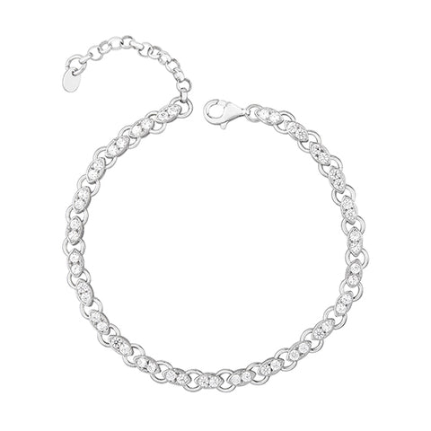 Sølv (925) smukt armbånd med zirconia 17-20 cm, justerbar (11339) Sølv (925) smukt armbånd med zirconia 17-20 cm, justerbar (11339)