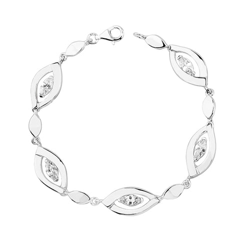 Sølv (925) klassisk armbånd med zirkoner 19 cm (11556) Sølv (925) klassisk armbånd med zirkoner 19 cm (11556)