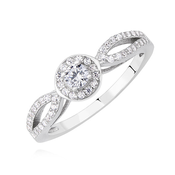 Sølv forlovelsesring med hvid zirconia Sølv forlovelsesring med hvid zirconia