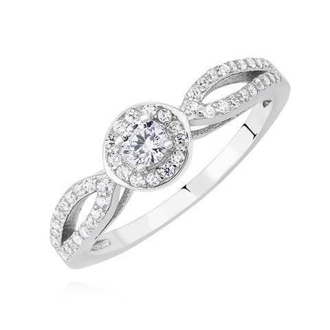 Sølv forlovelsesring med hvid zirconia Sølv forlovelsesring med hvid zirconia
