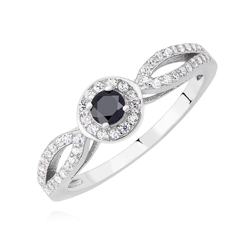 Sølv (925) ring med sort zirconia (11638) Sølv (925) ring med sort zirconia (11638)