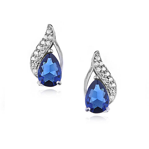 Sølv (925) øreringe med safir zirkoner (12187) Sølv (925) øreringe med safir zirkoner (12187)