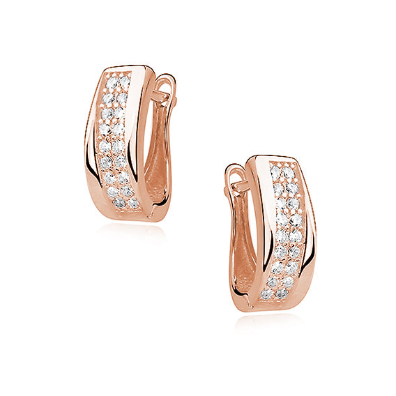 18K Rosa forgyldte øreringe med hvide zirkoner 18K Rosa forgyldte øreringe med hvide zirkoner