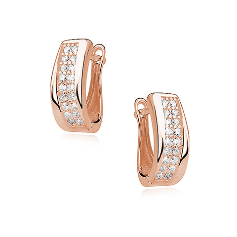 18K Rosa forgyldte øreringe med hvide zirkoner 18K Rosa forgyldte øreringe med hvide zirkoner