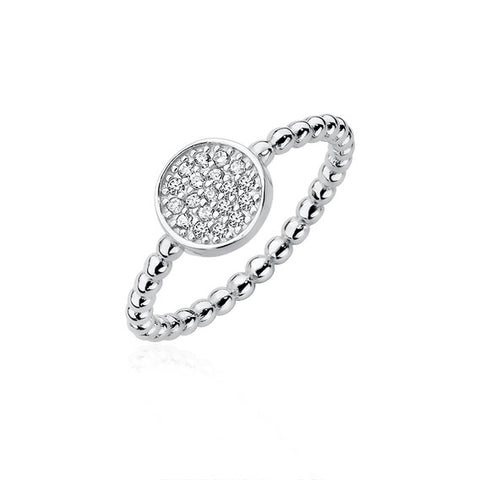 Sølv (925) ring med rundt element og zirkoner (12373) Sølv (925) ring med rundt element og zirkoner (12373)
