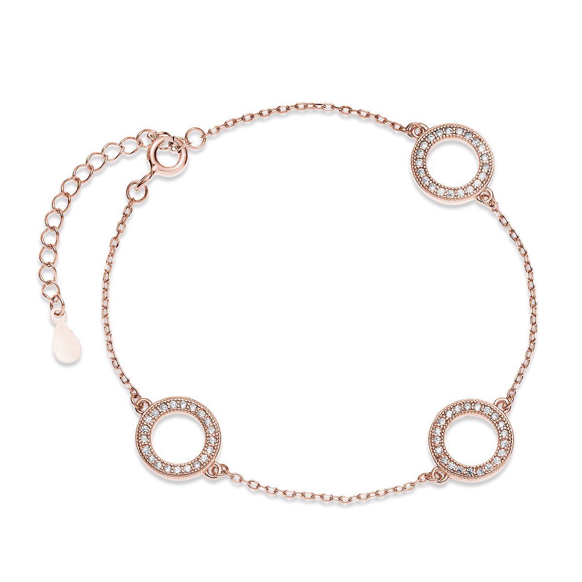 rosa forgyldt delikat armbånd cirkler med zirkoner rosa forgyldt delikat armbånd cirkler med zirkoner