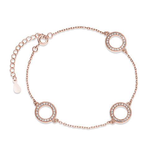 rosa forgyldt delikat armbånd cirkler med zirkoner rosa forgyldt delikat armbånd cirkler med zirkoner