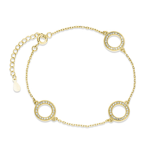forgyldt delikat armbånd - cirkler med zirkoner forgyldt delikat armbånd - cirkler med zirkoner
