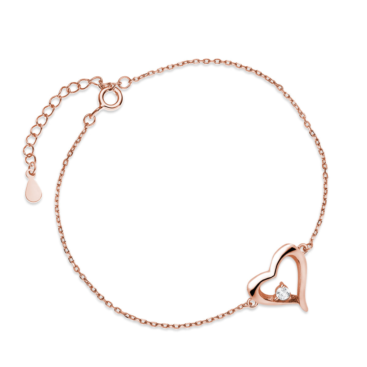 armbånd hjerte med zirconia i rosa forgyldt sølv armbånd hjerte med zirconia i rosa forgyldt sølv