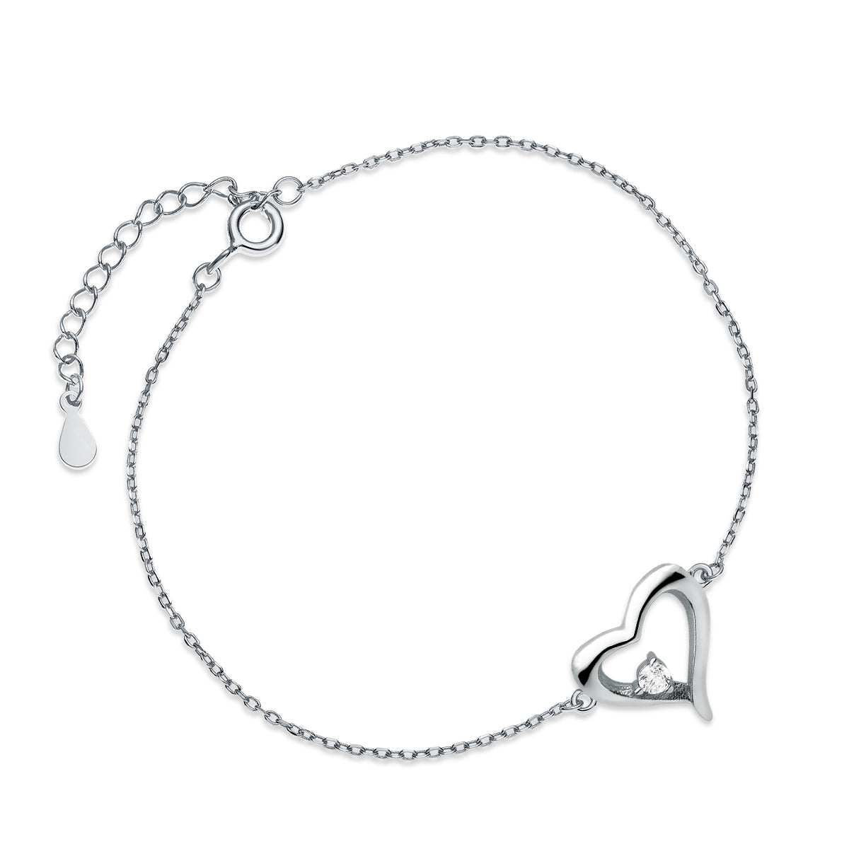 armbånd hjerte med zirconia i sølv armbånd hjerte med zirconia i sølv