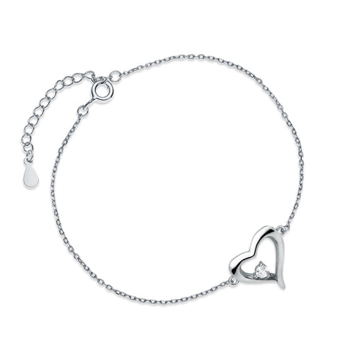 armbånd hjerte med zirconia i sølv armbånd hjerte med zirconia i sølv