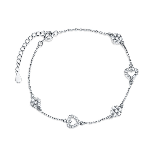 Sølv armbånd blomster og hjerter Sølv armbånd blomster og hjerter