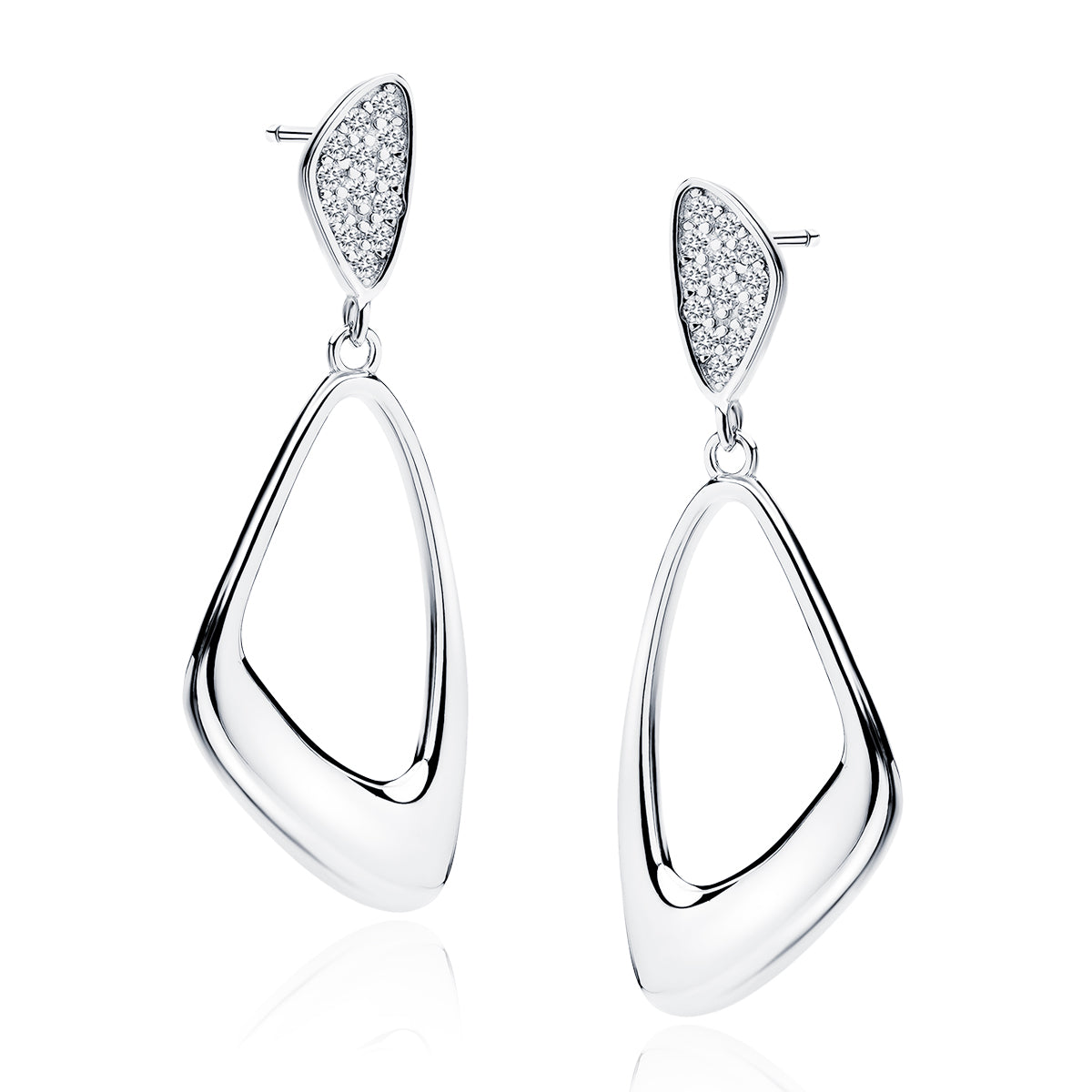 Sølv elegante øreringe med hvide zirkoner Sølv elegante øreringe med hvide zirkoner