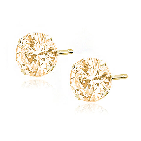 Forgyldte 14K øreringe runde orange zirconia 7mm Forgyldte 14K øreringe runde orange zirconia 7mm