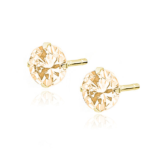 Forgyldte 14K øreringe runde orange zirconia 5mm Forgyldte 14K øreringe runde orange zirconia 5mm