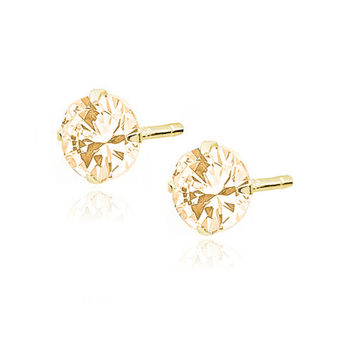 Forgyldte 14K øreringe runde orange zirconia 5mm Forgyldte 14K øreringe runde orange zirconia 5mm