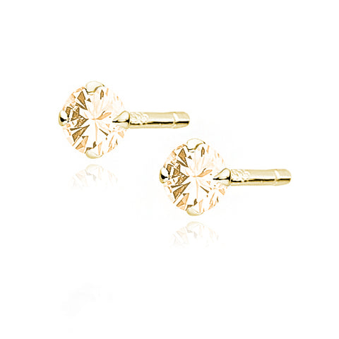 Forgyldte 14K øreringe runde orange zirconia 3mm Forgyldte 14K øreringe runde orange zirconia 3mm