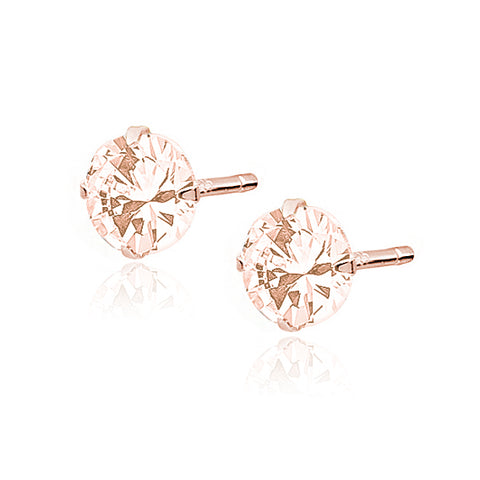 18K Rosa Forgyldte øreringe runde lyserøde zirkoner 5mm 18K Rosa Forgyldte øreringe runde lyserøde zirkoner 5mm
