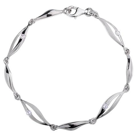 Sølv (925) klassisk armbånd med zirkoner 19 cm (4065) Sølv (925) klassisk armbånd med zirkoner 19 cm (4065)