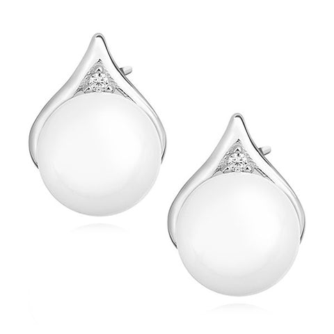 Sølv (925) perleøreringe med zirconia (flere varianter) Sølv (925) perleøreringe med zirconia (flere varianter)