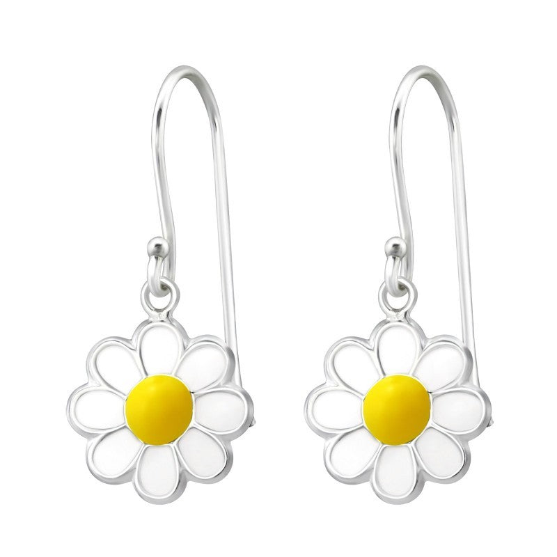 Blomster øreringe til børn i sølv 925 (hvid/gul) A4S15590