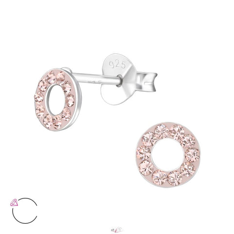 Cirkler øreringe med krystaller til børn i sølv 925 A4S24682 (assorterede farver)