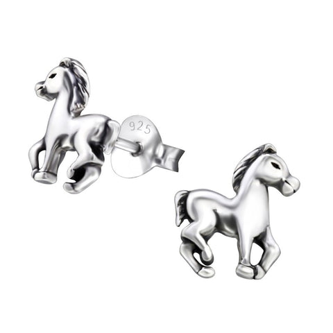 Heste ørestikker til børn i sølv 925 (oxideret) A4S26814