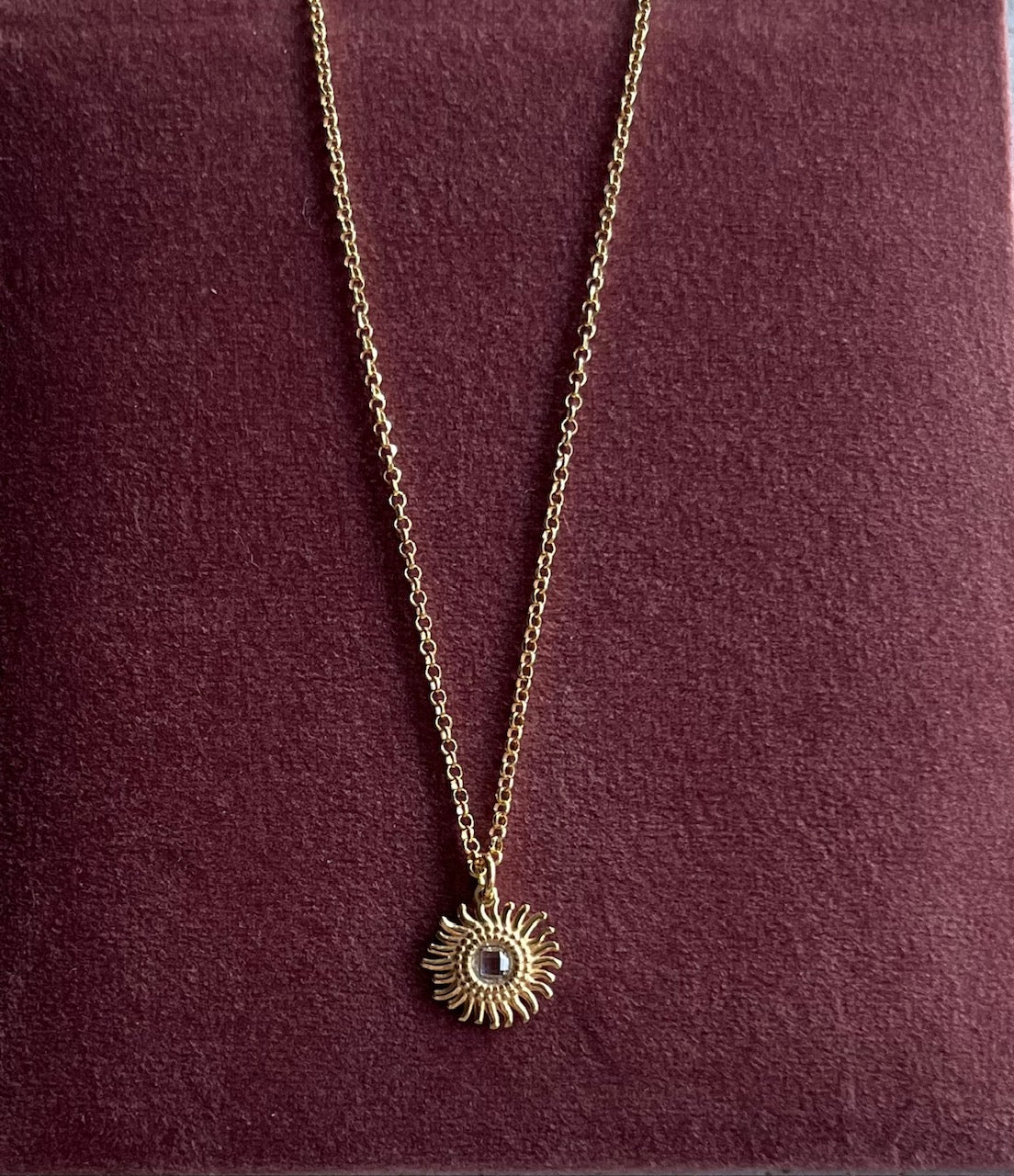 LAVAL Halskæde i sterlingsølv 925 med krystal, Guldfarvet 40+5 cm (317899D)
