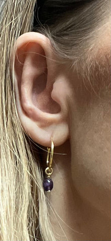 LAVAL Guldfarvede hoop øreringe i 925 sterlingsølv med ægte ametyst (313520DA)
