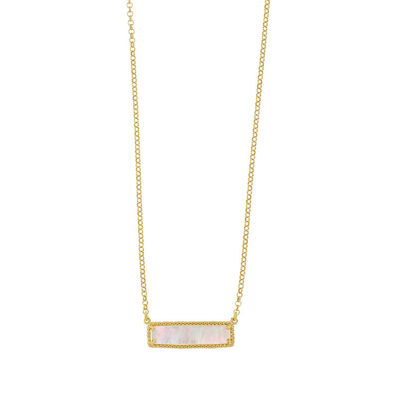 LAVAL sterlingsølv 925 halskæde med rektangel af perlemor, guldfarvet (3170146D)