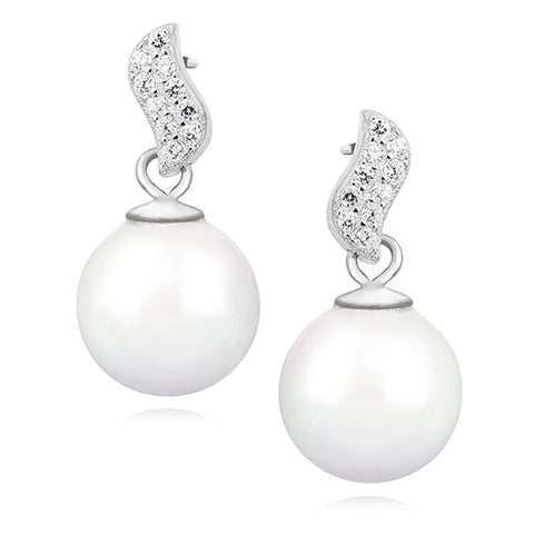 Sølv (925) smukke ørestikker med perler (10555)