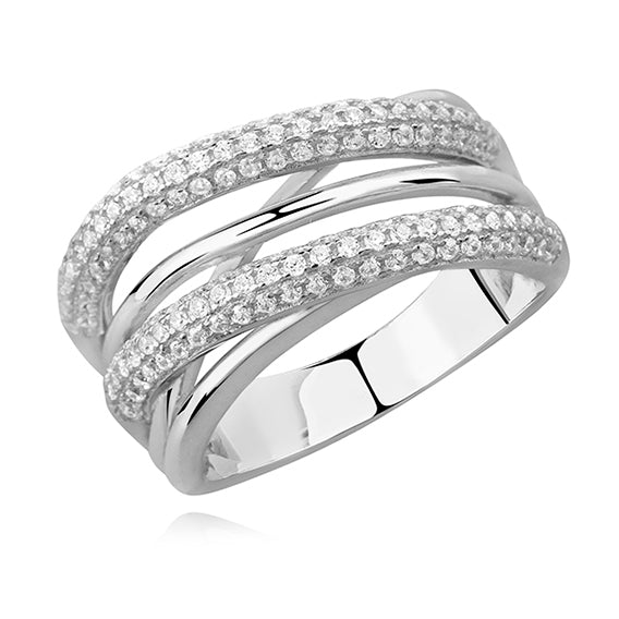 Sølv (925) smuk ring med hvide zirkoner (10789), flere størrelser