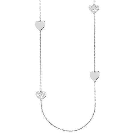 Sølv (925) halskæde med fire hjerter 80-83cm (flere varianter)