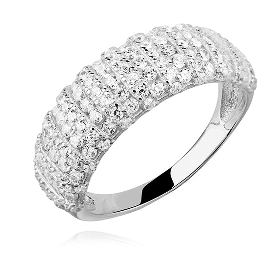 Sølv elegant ring med hvide zirkoner