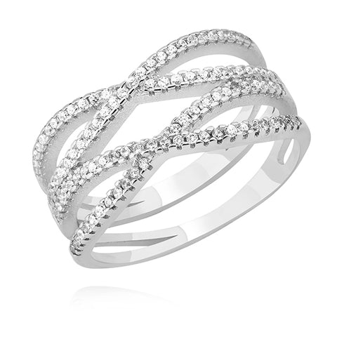 Sølv ring med hvide zirkoner 