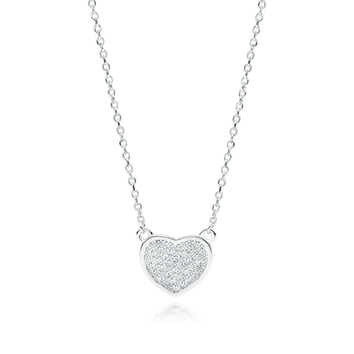 Sølv halskæde hjerte med hvide zirkoner