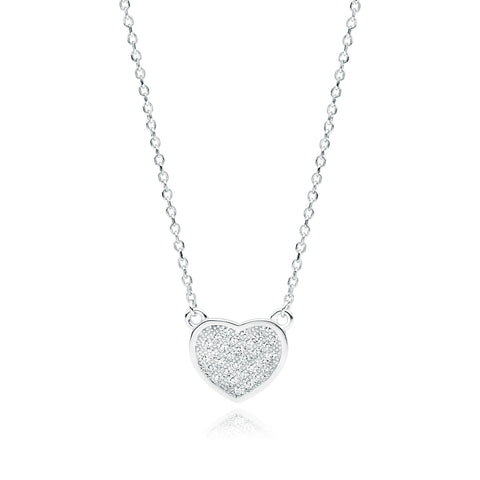 Sølv halskæde hjerte med hvide zirkoner