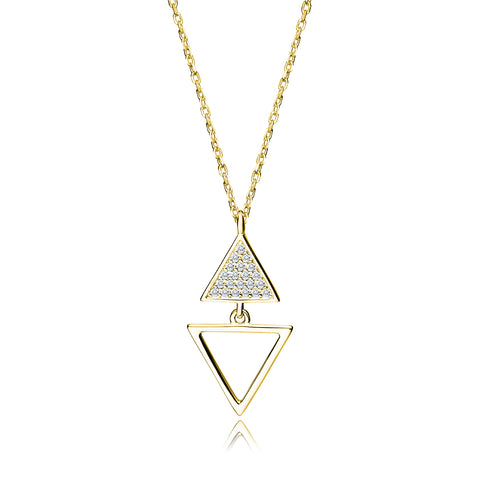 Guldbelagt halskæde - trekanter med zirkoner